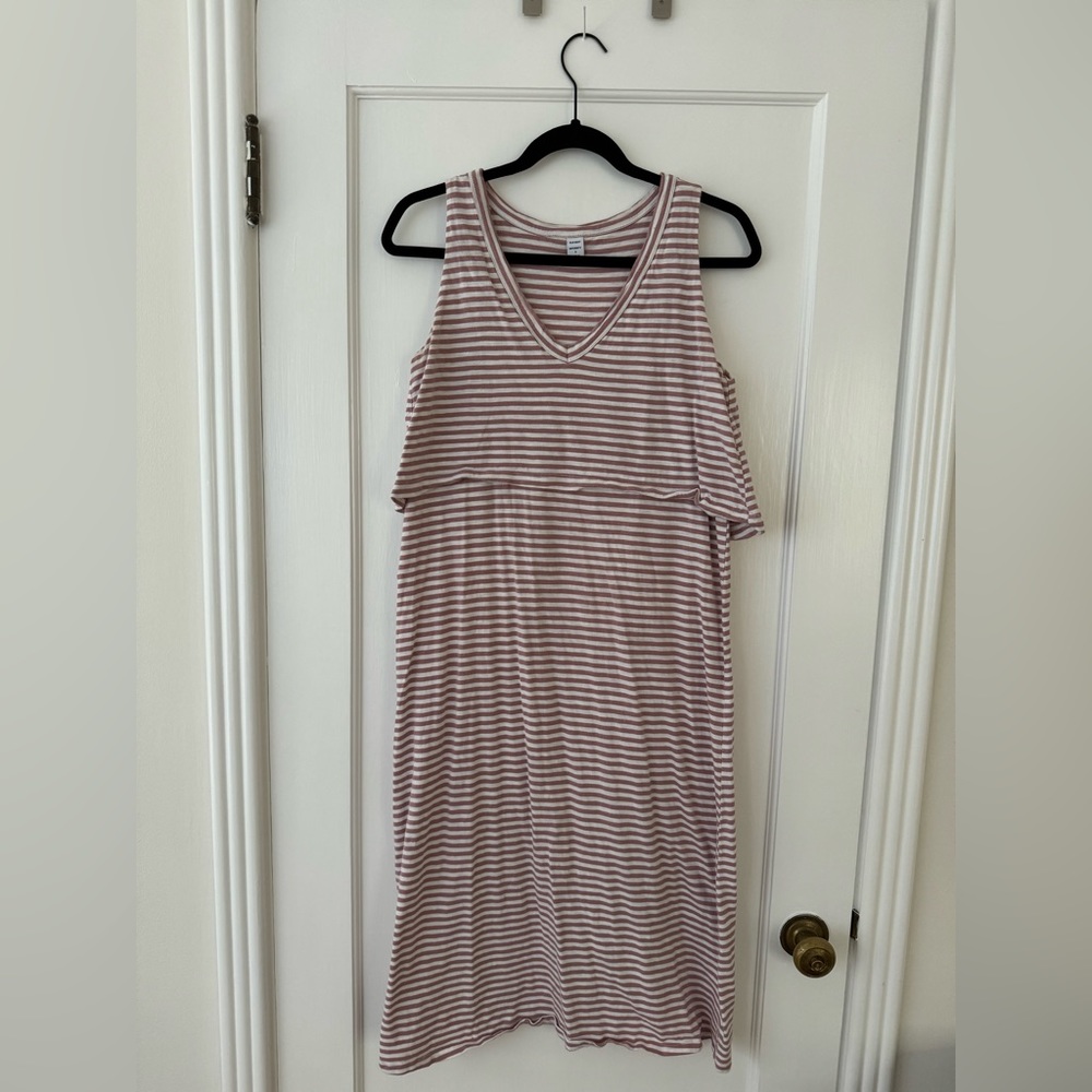 Striped Midi Maternity Dress, Size S